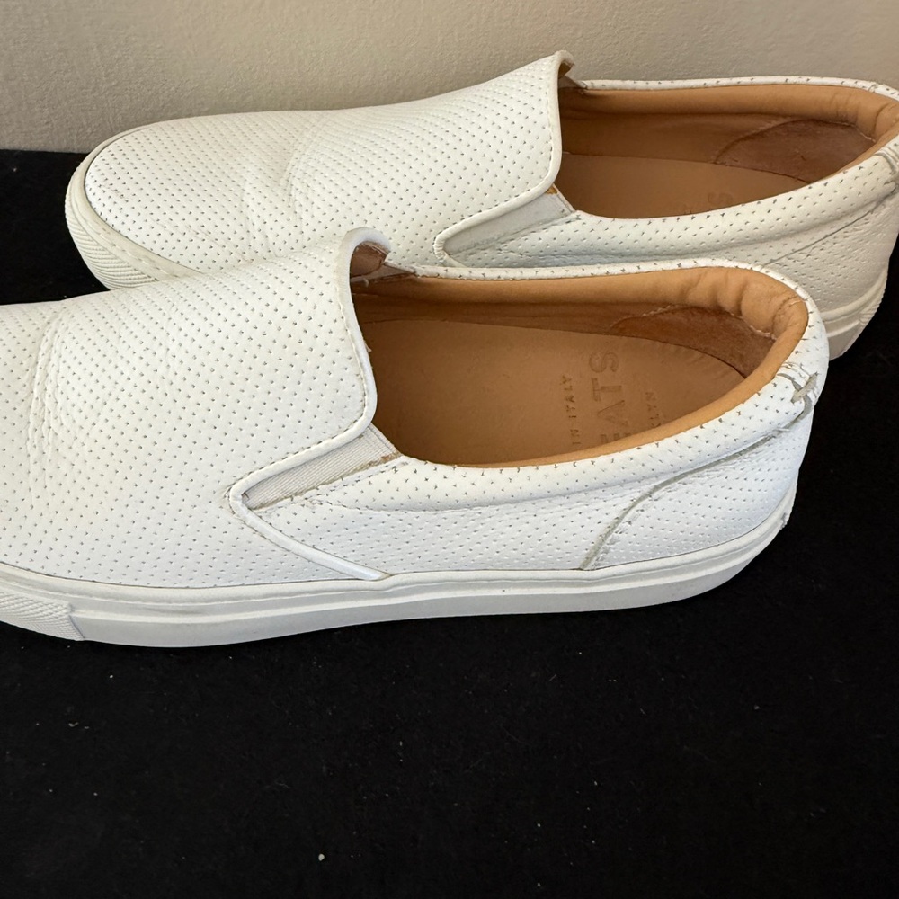 Greats White Perforated Leather Women's Slip-On Sneakers